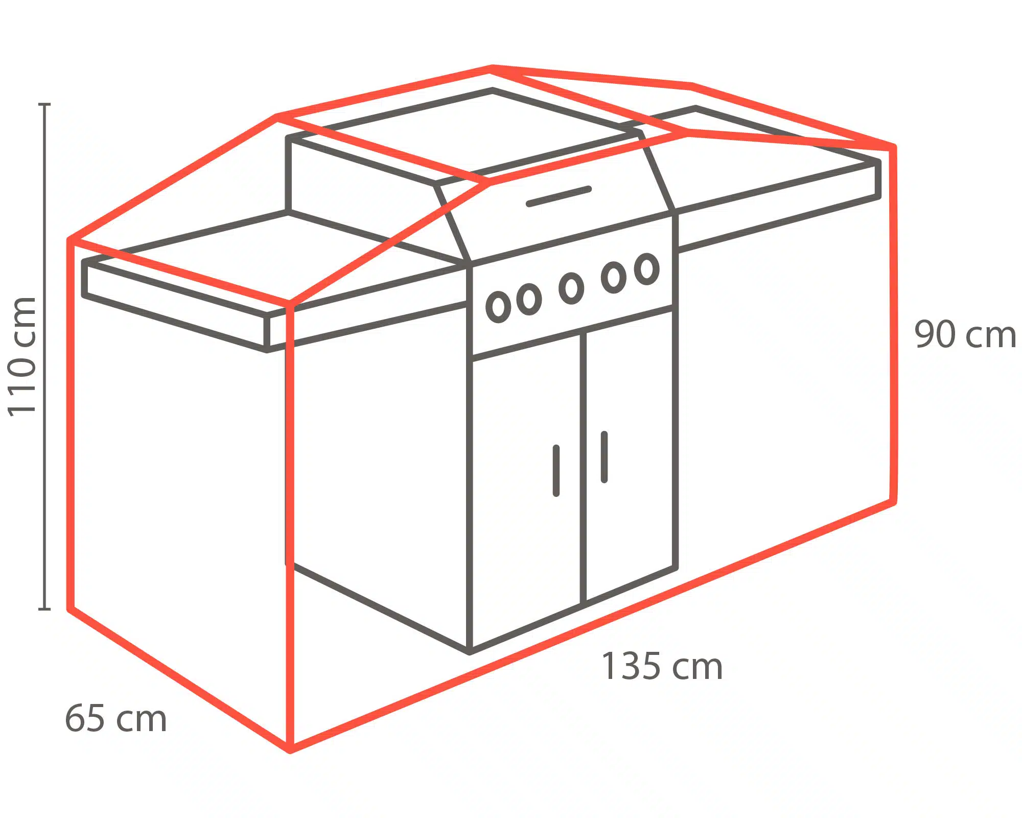 BBQ hoes 135 x 65 x 110 cm