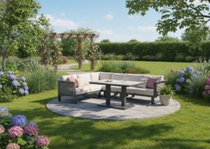 Bologna hoekset 4-dlg + Cyprus verstelbare tafel