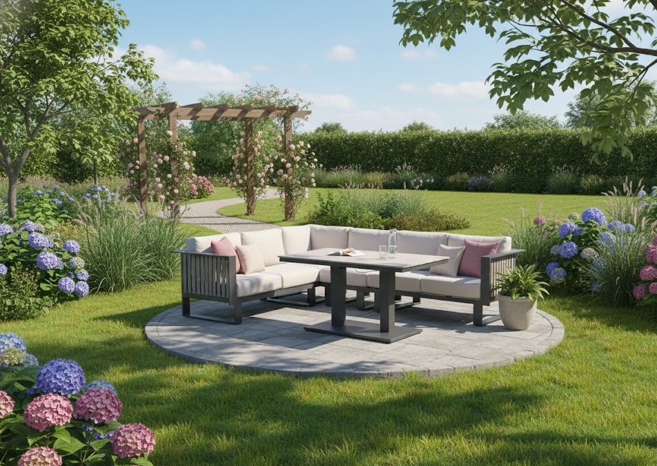 Bologna hoekset 4-dlg + Cyprus verstelbare tafel