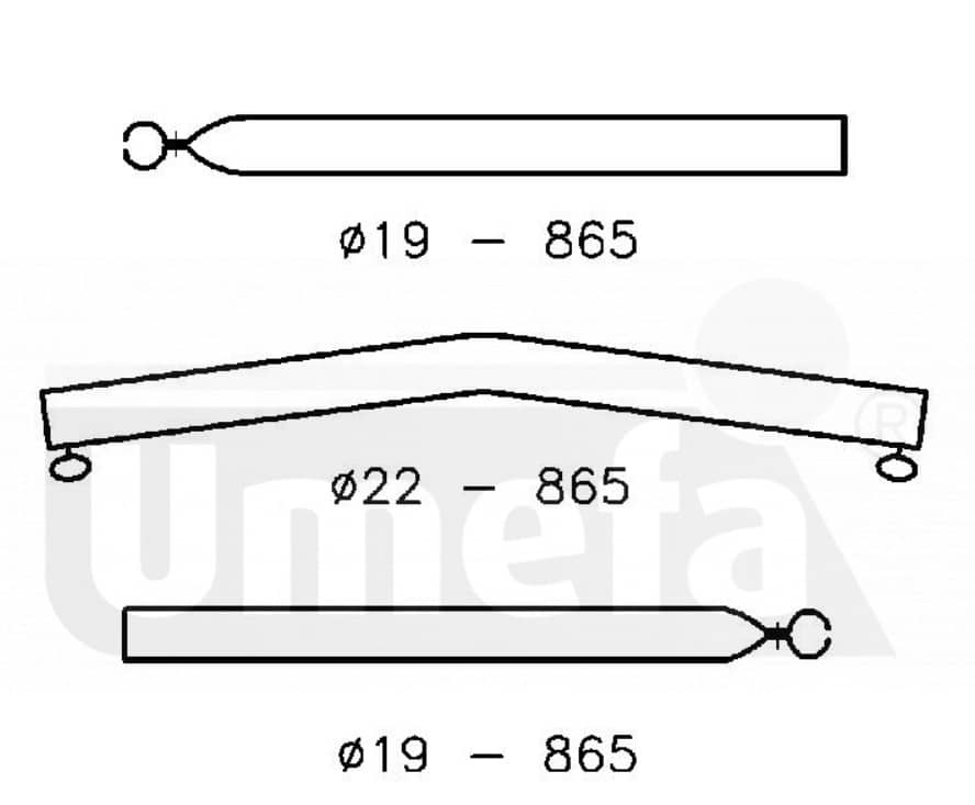 Daksteun gebogen 170 - 250 cm 22 / 19 mm