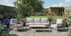 Decala loungeset 4-dlg. light oak / dark sand