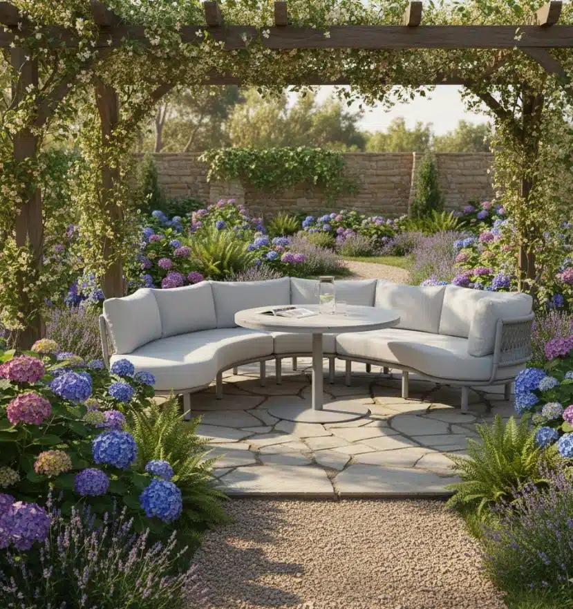 Matera lounge-diningset taupe / light teak Vironwood