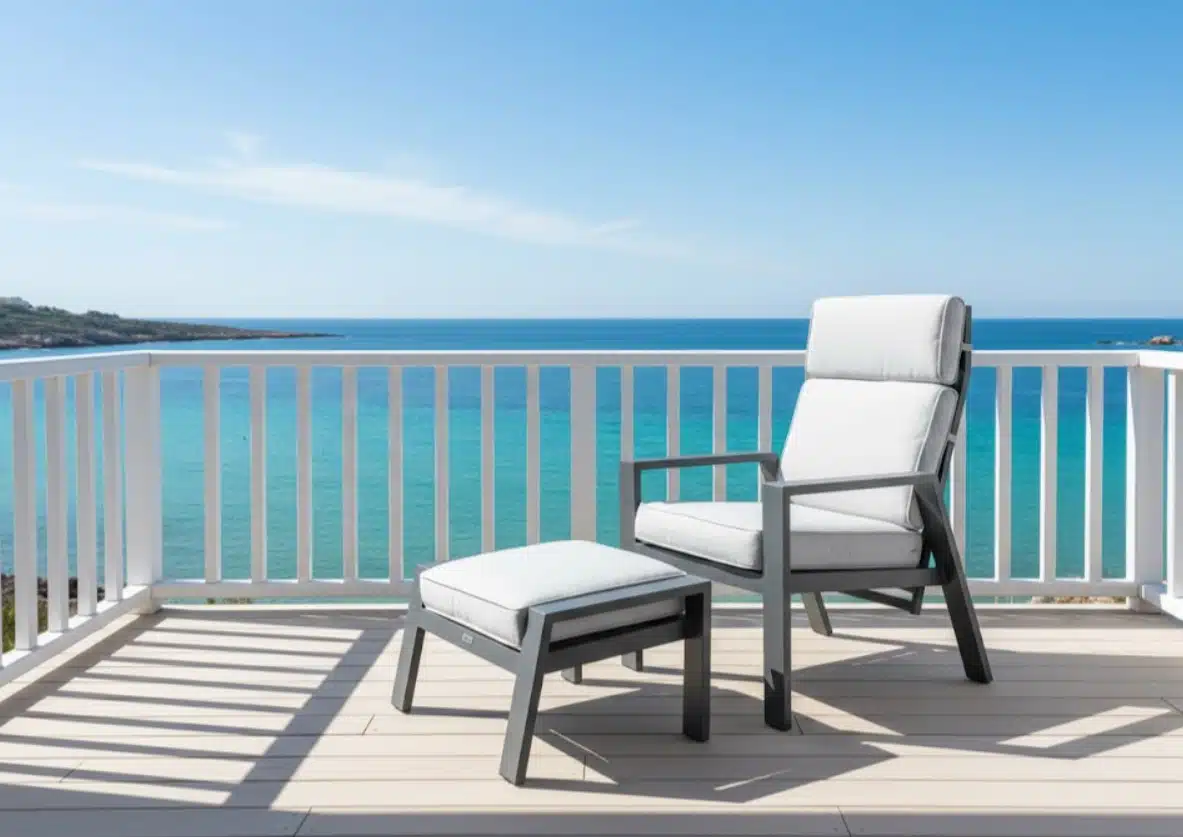 Max verstelbare stoel + voetenbank carbon black / sand