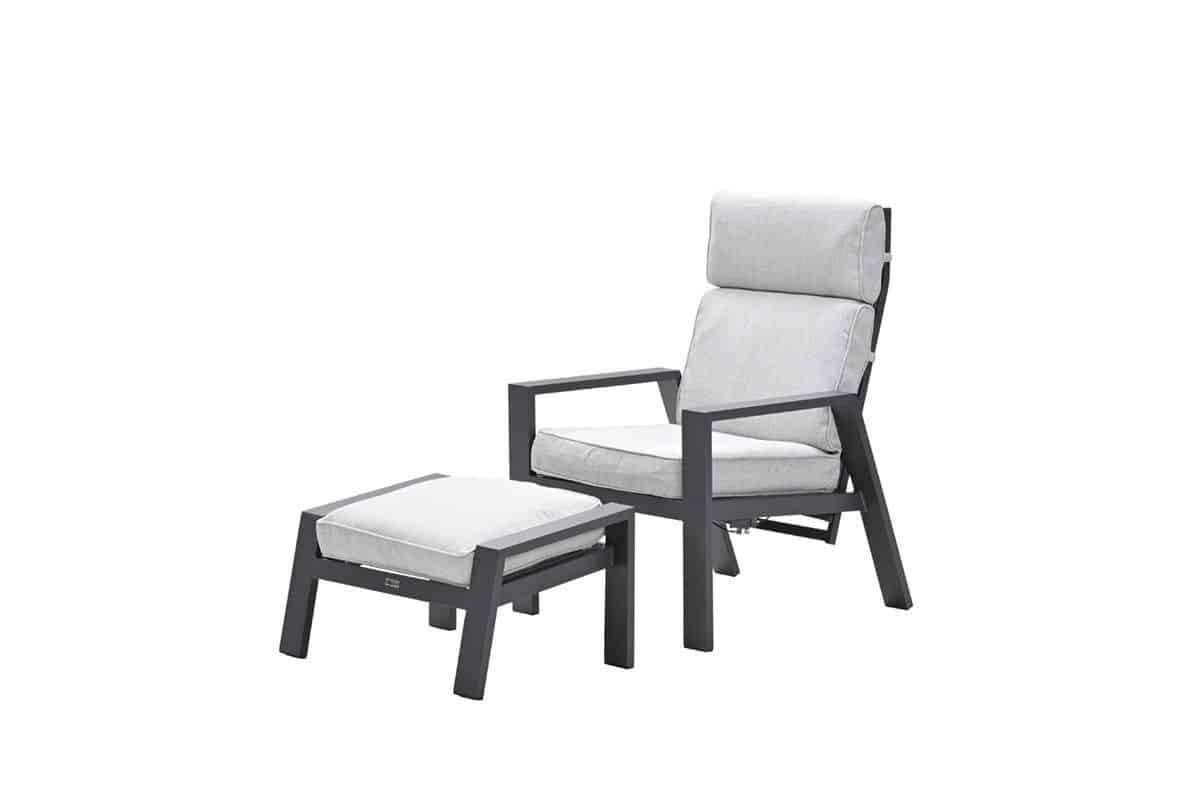 Max verstelbare stoel + voetenbank carbon black / sand