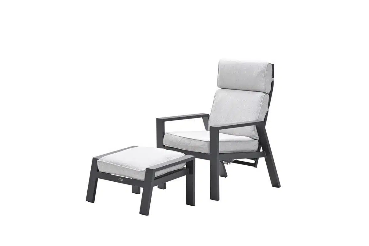 Max verstelbare stoel + voetenbank carbon black / sand