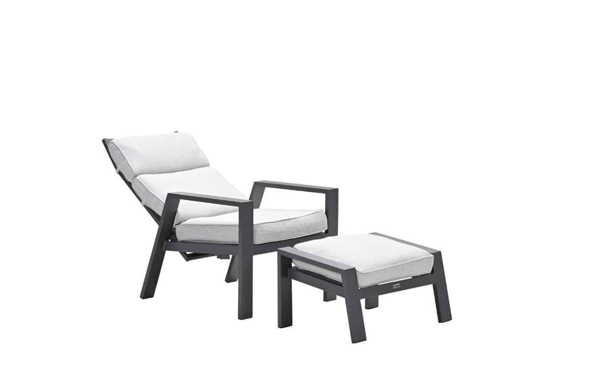 Max verstelbare stoel + voetenbank carbon black / sand