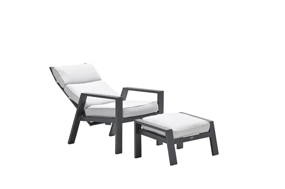 Max verstelbare stoel + voetenbank carbon black / sand