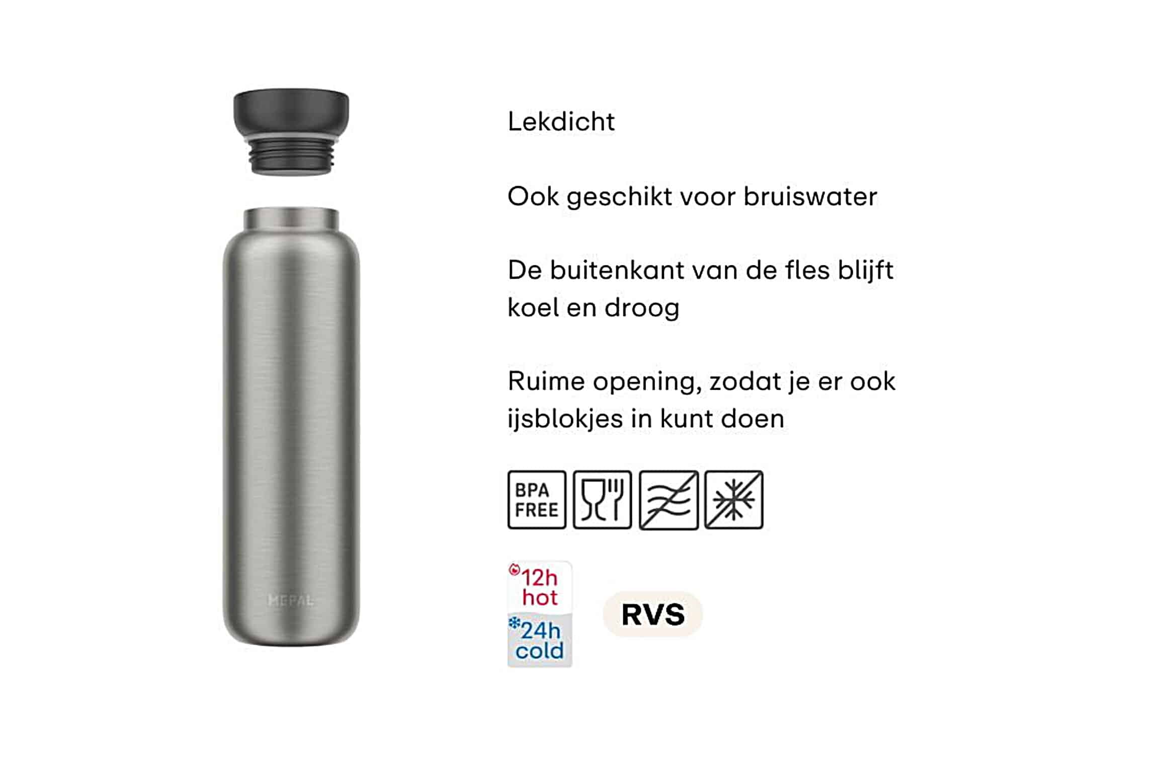 Mepal Isoleerfles ellipse 900ml natural brushed