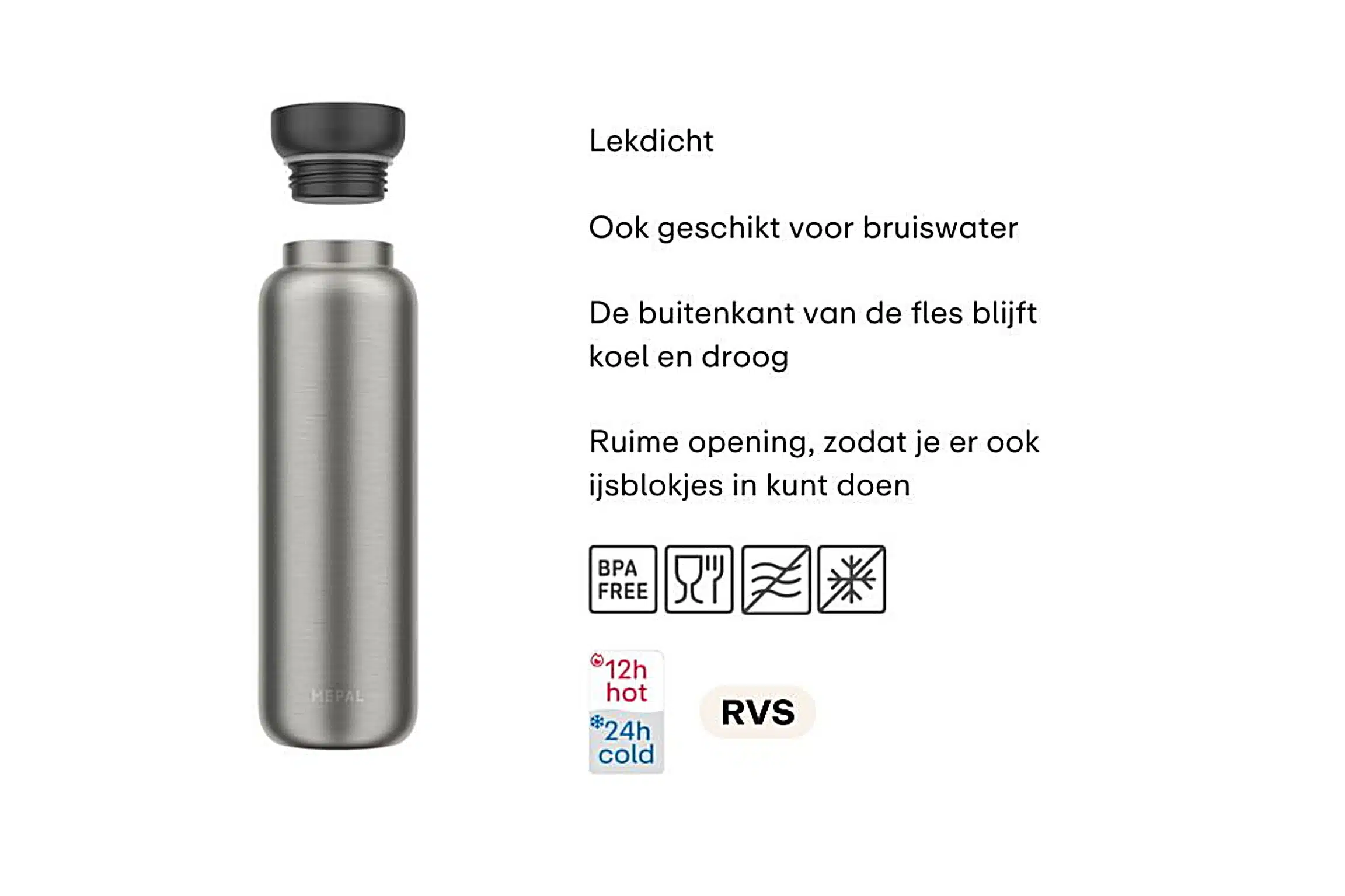 Mepal Isoleerfles ellipse 900ml natural brushed