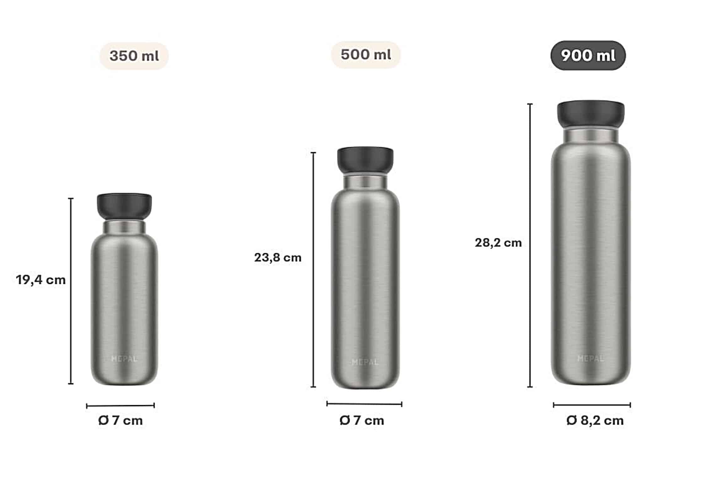 Mepal Isoleerfles ellipse 900ml natural brushed