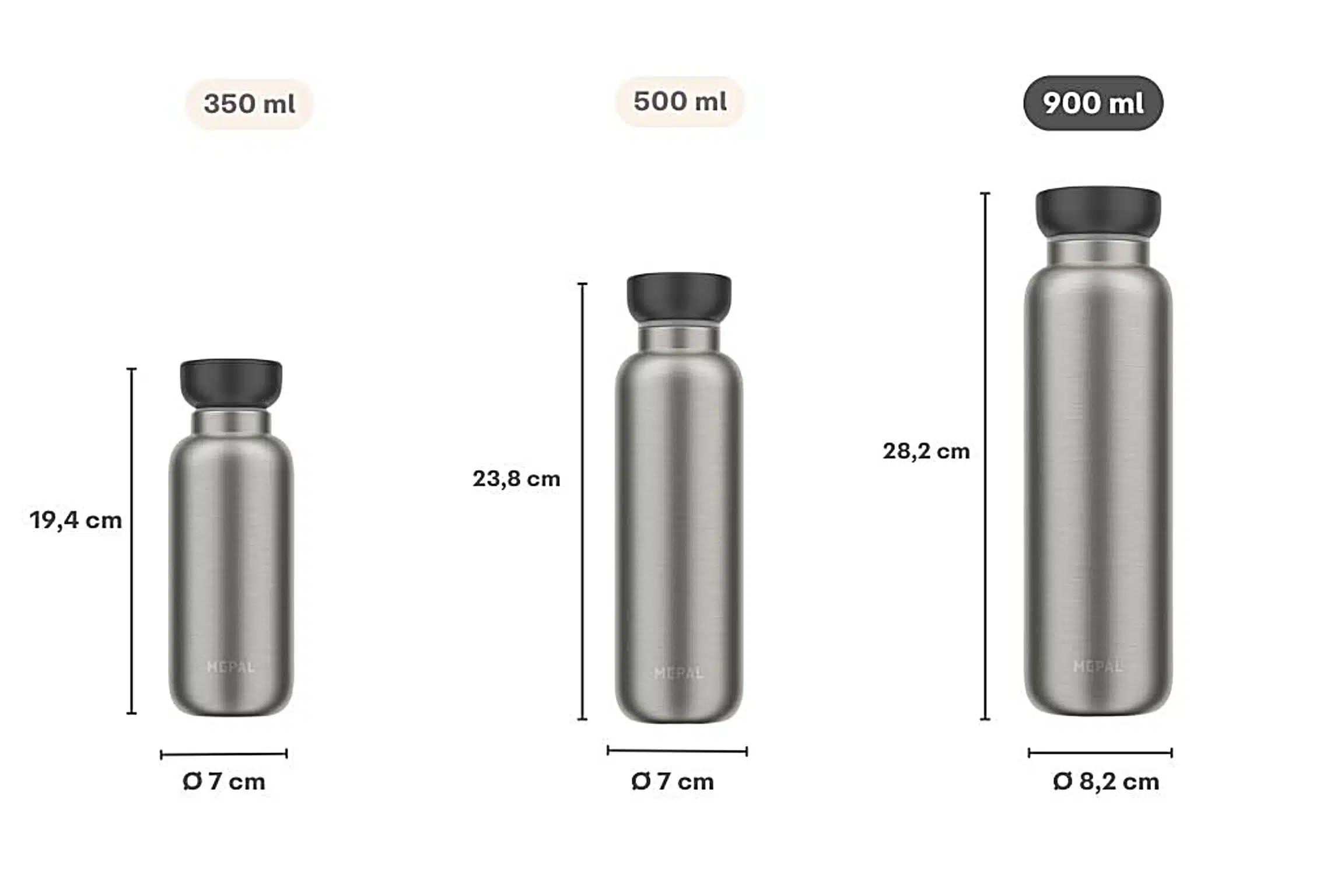 Mepal Isoleerfles ellipse 900ml natural brushed