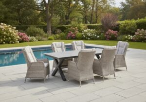 Osborne verstelbaar (6) met Marbella 240 x 100 cm tafel