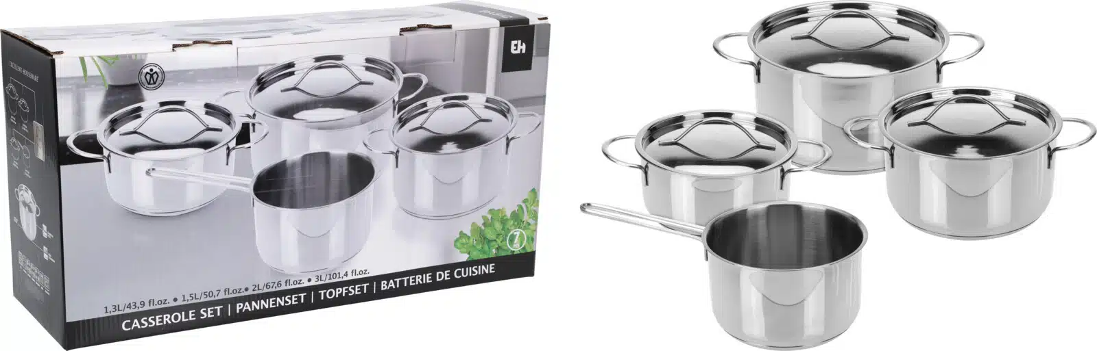 Pannenset RVS 7-delig