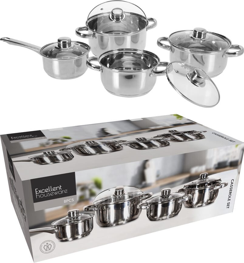 Pannenset RVS 8-dlg