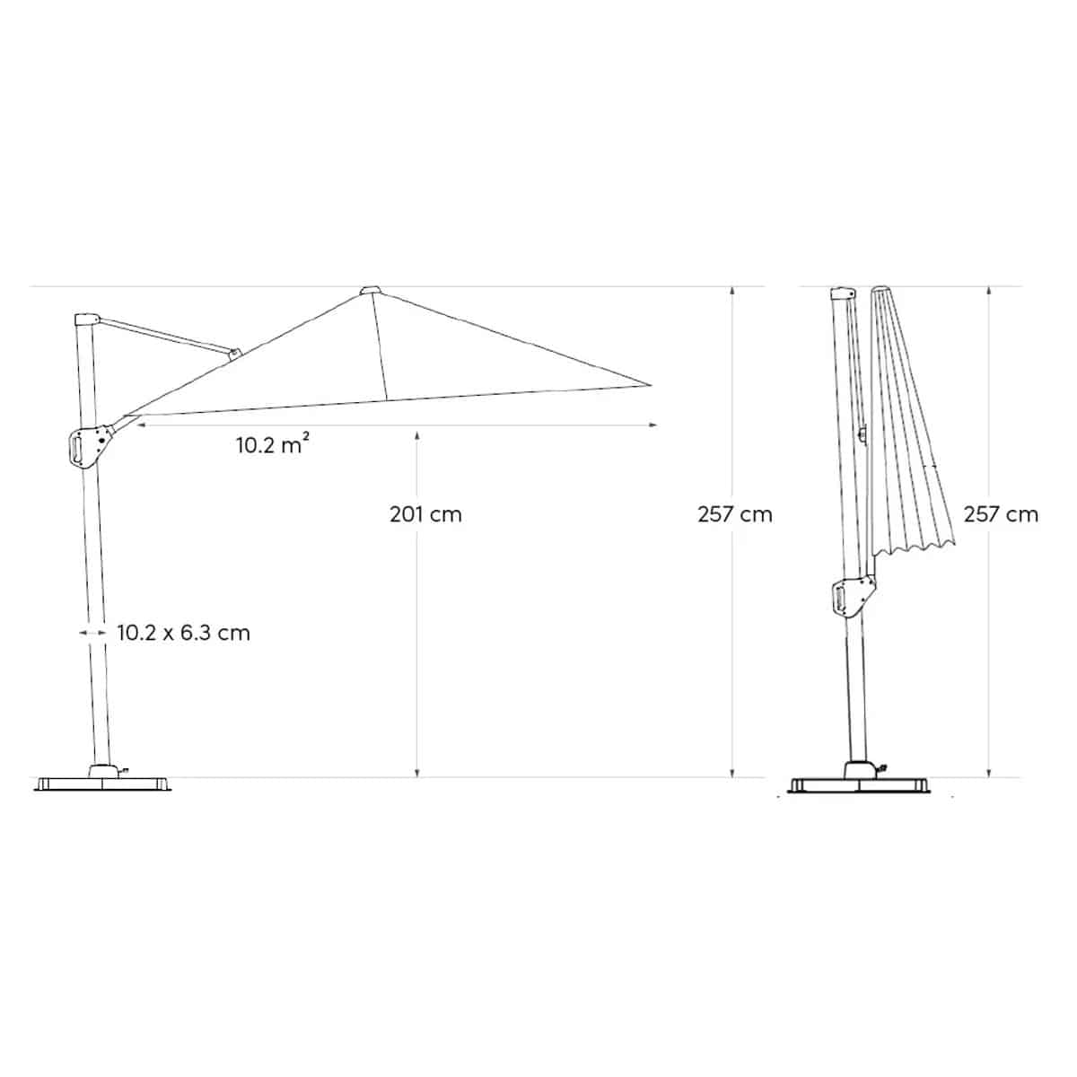 Parasol Beaufort 320 x 320 cm zwart