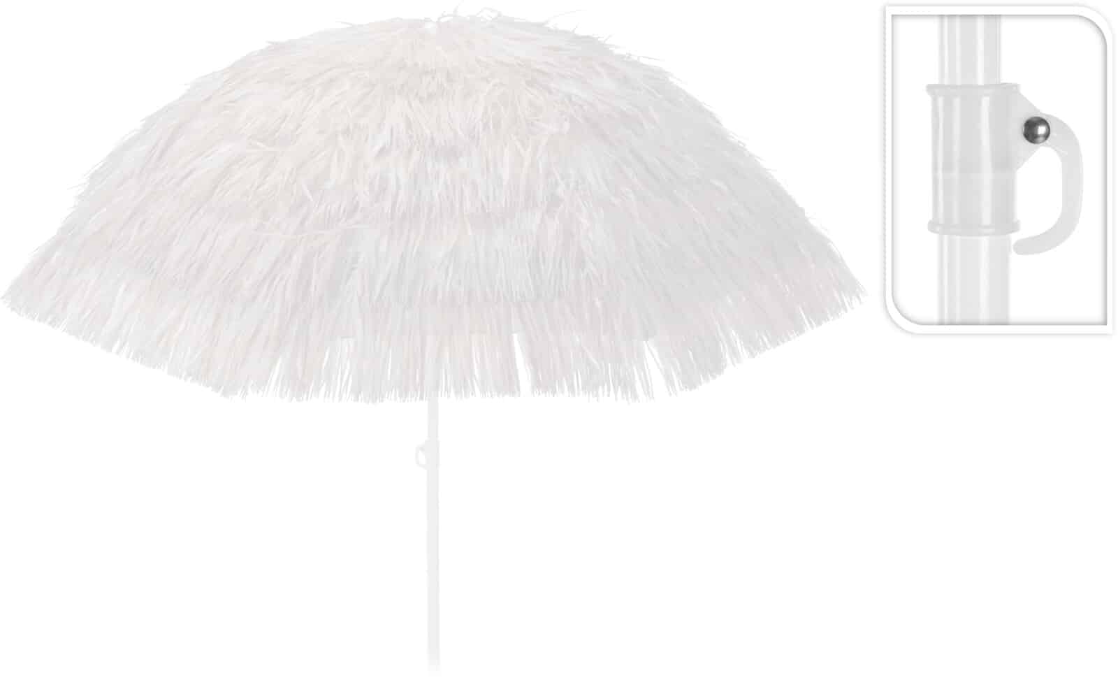 Parasol raffia 180 cm wit