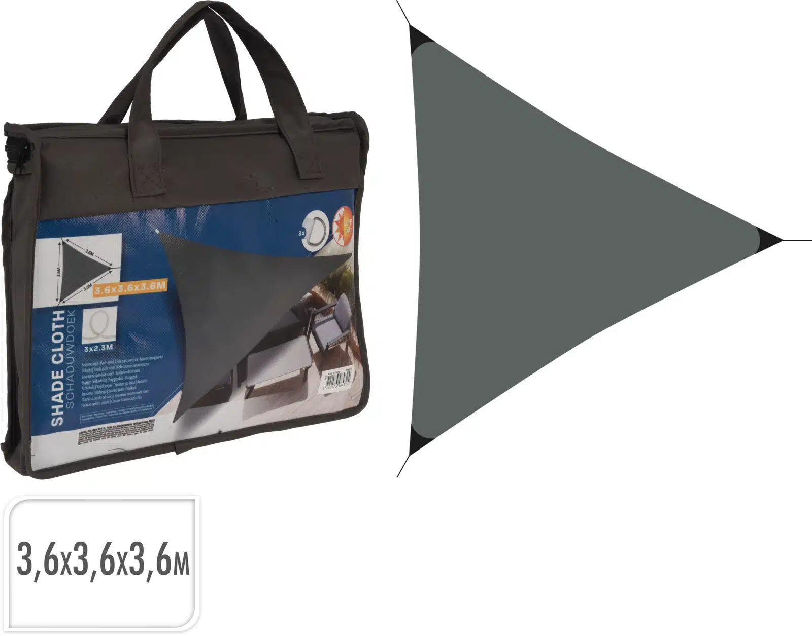 Schaduwdoek driehoek 360 x 360 x 360 cm