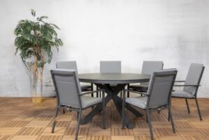 Sergio dining (6) met Bianca tafel 140 cm rond