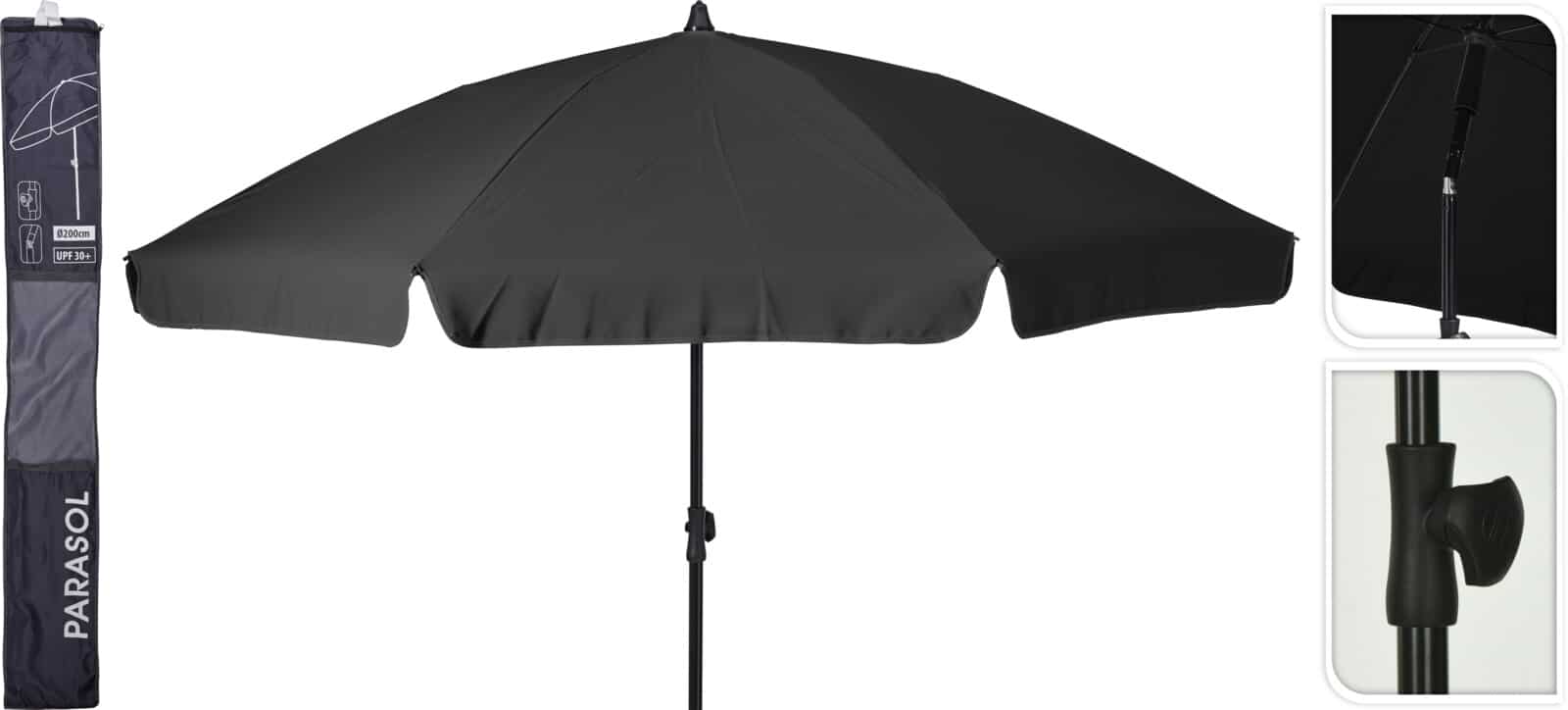 Tuinparasol 200 cm donker grijs