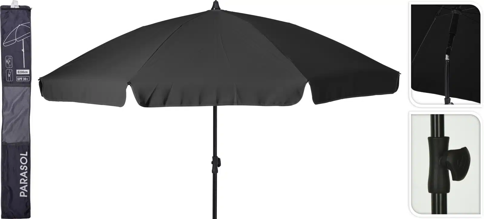Tuinparasol 200 cm donker grijs