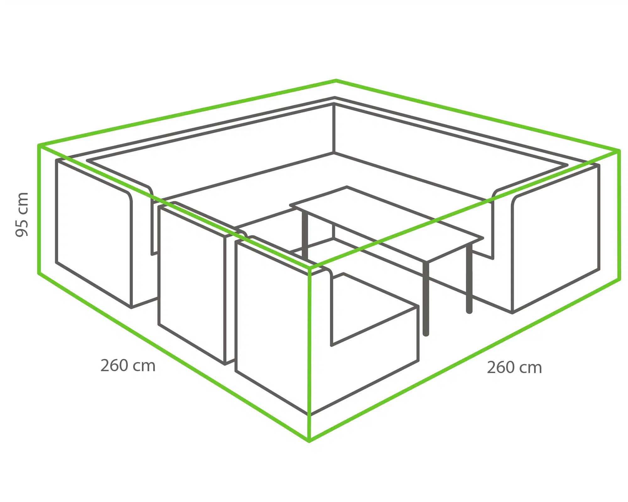 Tuinset beschermhoes 260 x 260 x 95 cm