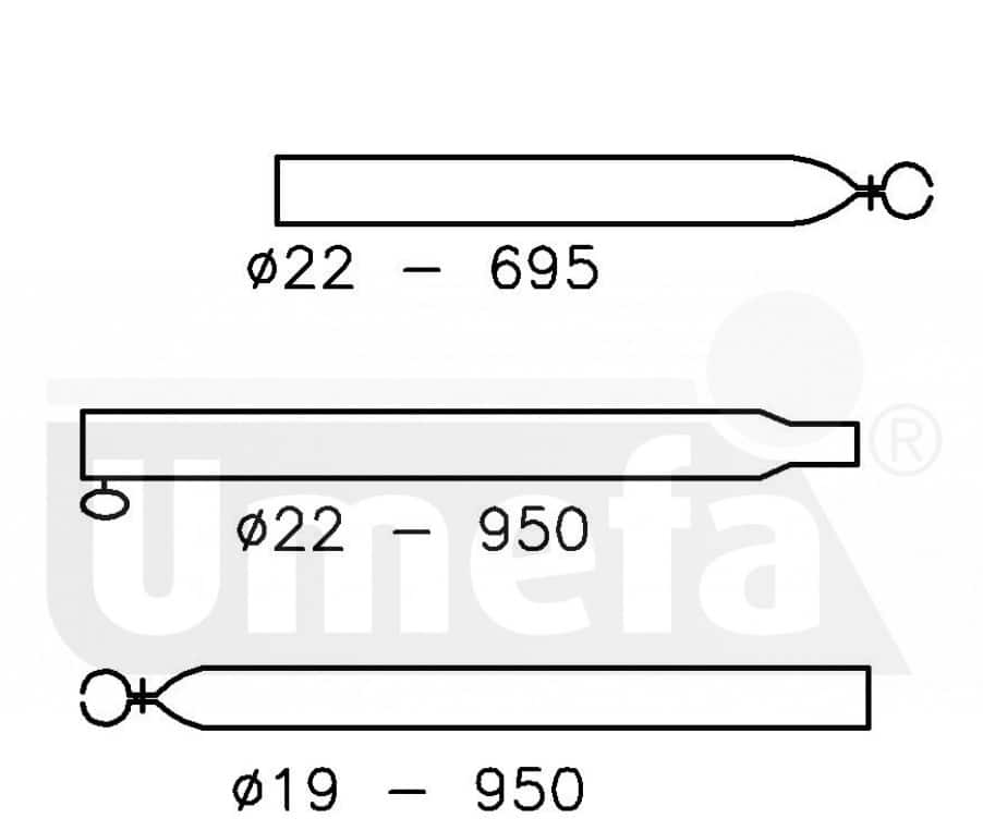 Verandastang 170 - 250 cm, 22/19 mm