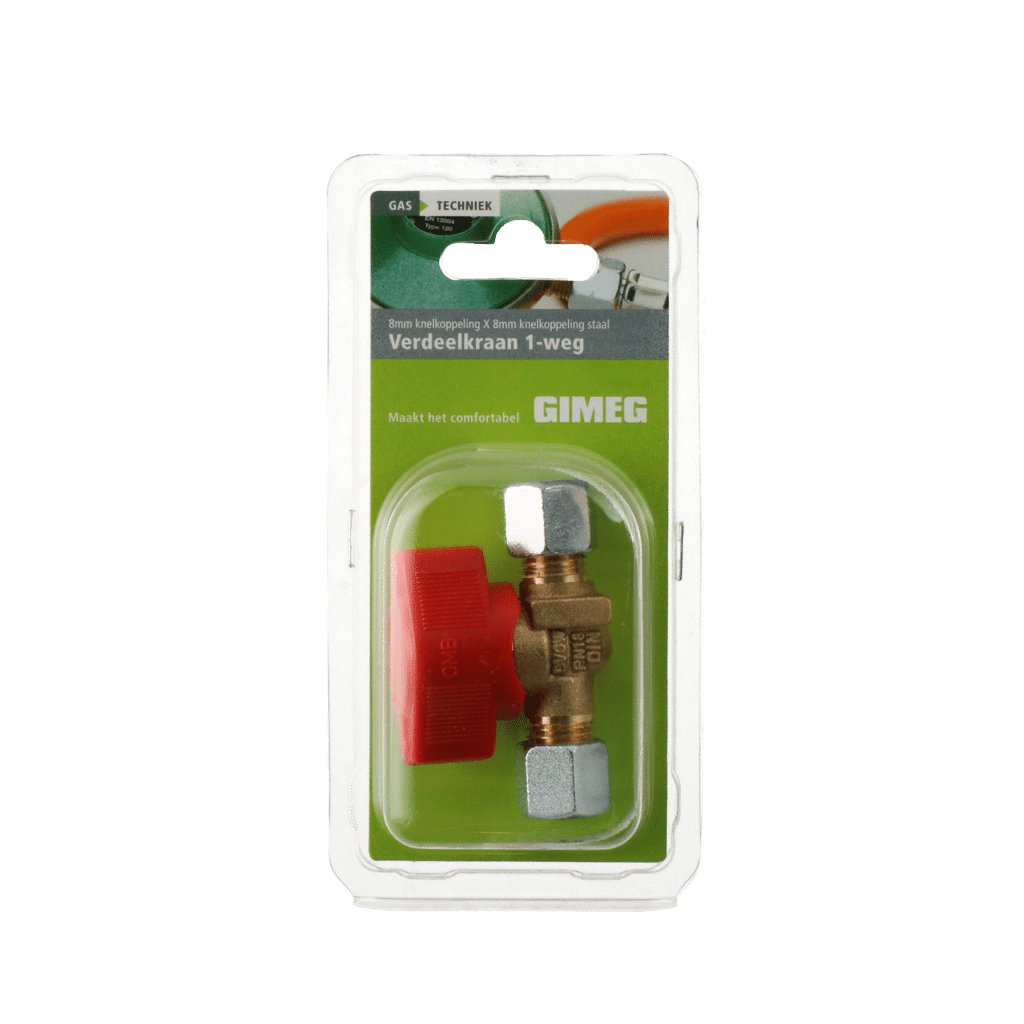 Verdeelkraan 1-weg 8x8mm knel