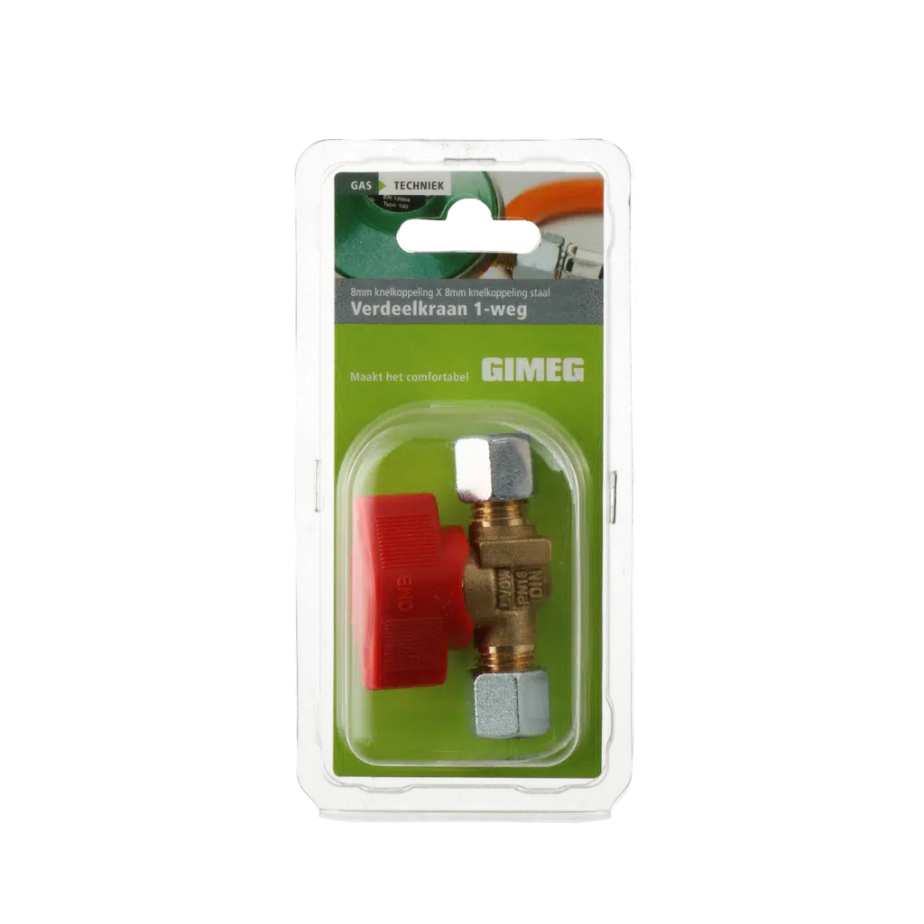 Verdeelkraan 1-weg 8x8mm knel