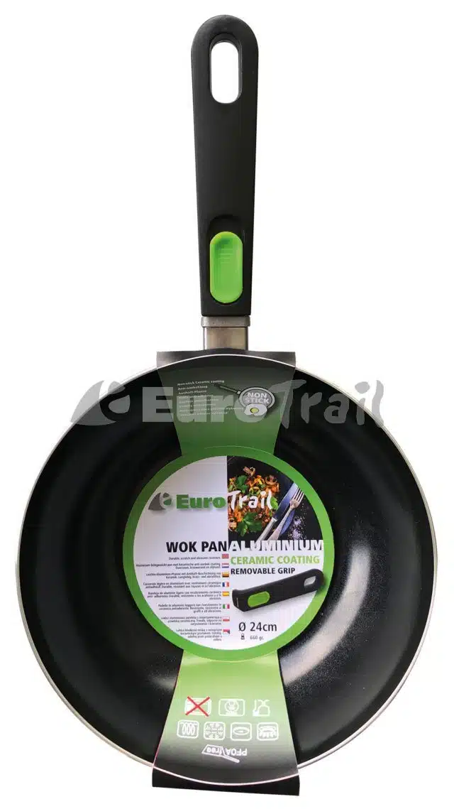 Wokpan 28 cm met afneembare handgreep