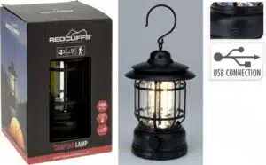 Campinglamp Oplaadbaar met haak zwart