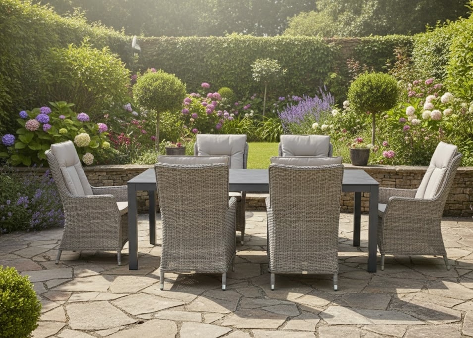 Osborne verstelbaar (6) met Bianca 220x100 cm tafel