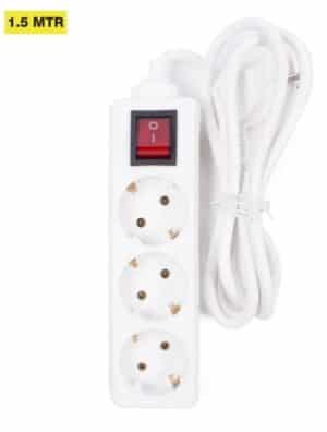 Stekkerdoos 3-voudig + RA + schakelaar 1.5 mtr