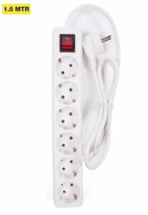 Stekkerdoos 6-voudig + RA + schakelaar 1.5 mtr