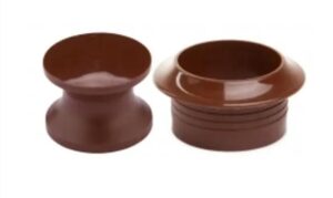 Knop+ring pushlock bruin ( 2 stuks)