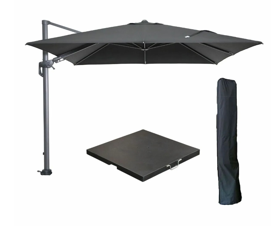 Hawaii zweefparasol 3 x 3 mtr zwart met en hoes