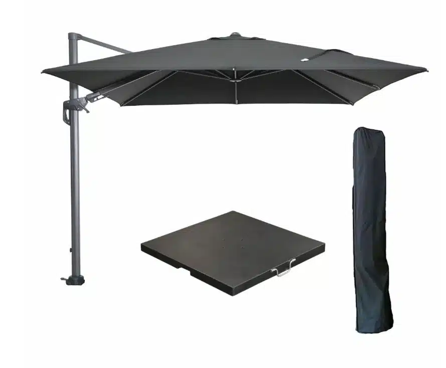 Hawaii zweefparasol 3 x 3 mtr zwart met en hoes