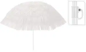 Parasol raffia 180 cm wit
