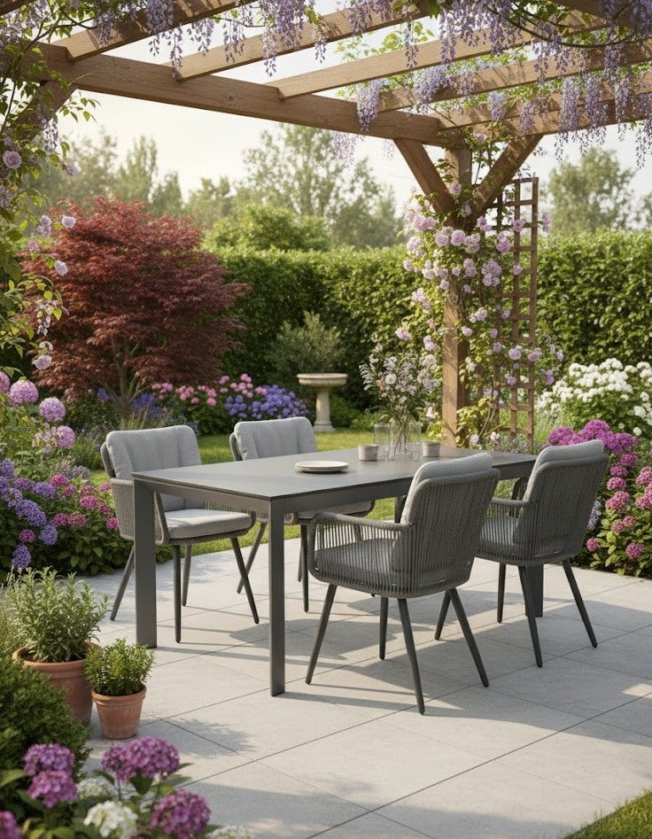 Set Linares XL (4) met Bianca 180 x 100 cm tafel