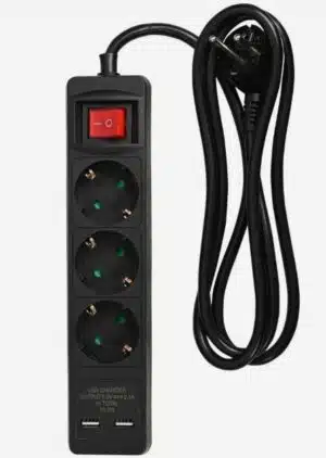 Stekkerdoos 3-weg 2 xUSB 1.5 mtr