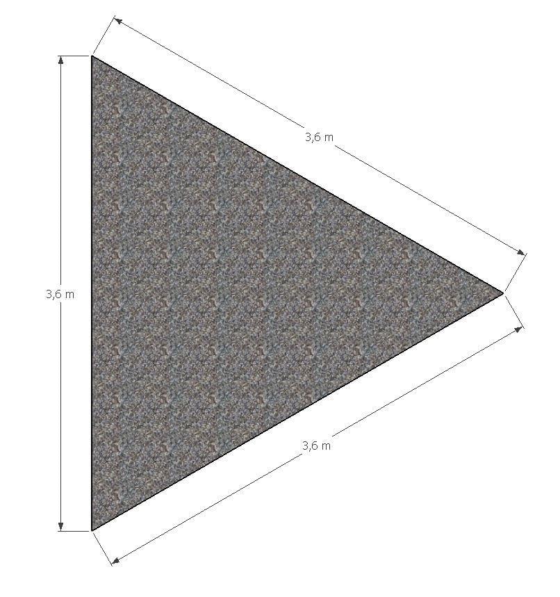 Schaduwdoek driehoek 3,6x3,6x3,6 mtr