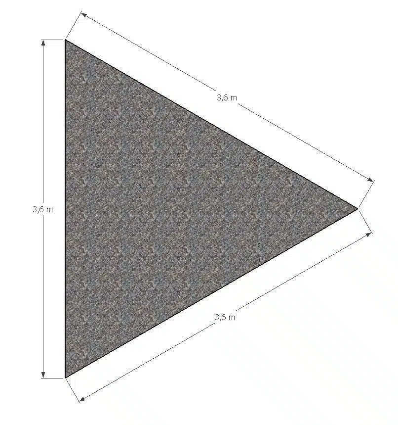 Schaduwdoek driehoek 3,6x3,6x3,6 mtr