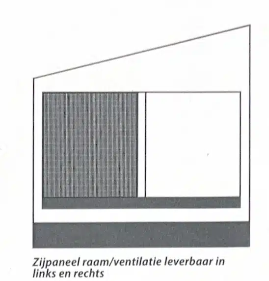Dorema Contour zijwand met raam en ventilatie links