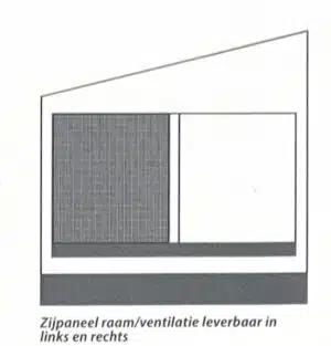 Dorema Contour zijwand met raam en ventilatie rechts